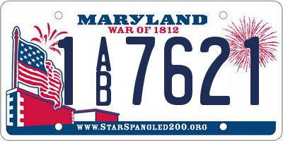 MD license plate 1AB7621