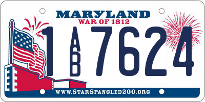 MD license plate 1AB7624