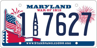 MD license plate 1AB7627