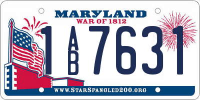 MD license plate 1AB7631