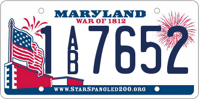 MD license plate 1AB7652