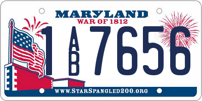 MD license plate 1AB7656