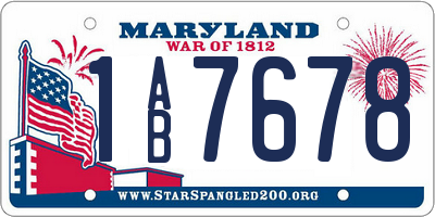 MD license plate 1AB7678