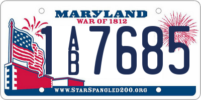 MD license plate 1AB7685