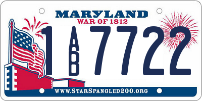 MD license plate 1AB7722