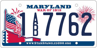 MD license plate 1AB7762