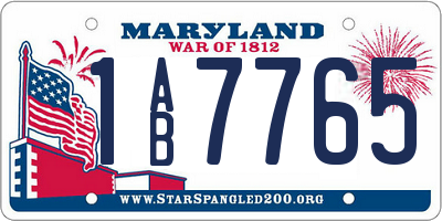 MD license plate 1AB7765