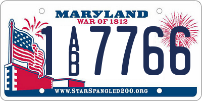 MD license plate 1AB7766