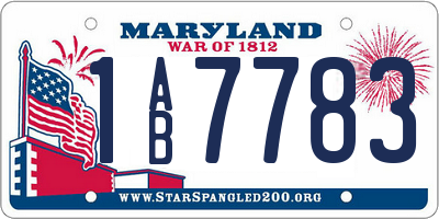 MD license plate 1AB7783