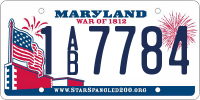 MD license plate 1AB7784