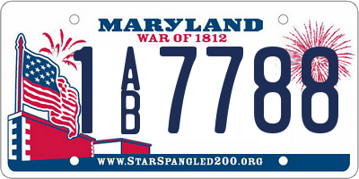 MD license plate 1AB7788