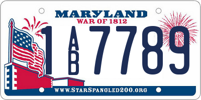 MD license plate 1AB7789