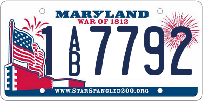 MD license plate 1AB7792