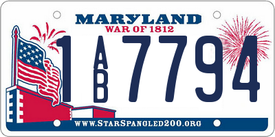 MD license plate 1AB7794