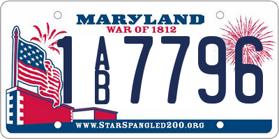 MD license plate 1AB7796