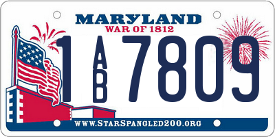 MD license plate 1AB7809