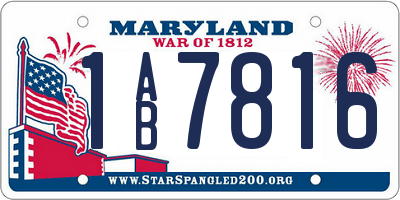 MD license plate 1AB7816