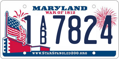 MD license plate 1AB7824