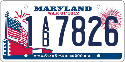 MD license plate 1AB7826