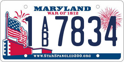 MD license plate 1AB7834