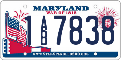 MD license plate 1AB7838