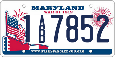 MD license plate 1AB7852