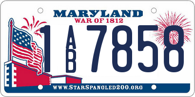 MD license plate 1AB7858