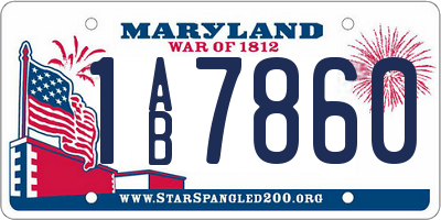 MD license plate 1AB7860