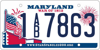 MD license plate 1AB7863