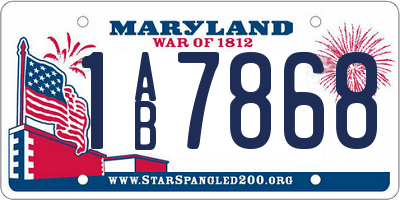 MD license plate 1AB7868