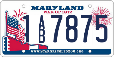 MD license plate 1AB7875