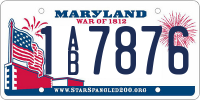 MD license plate 1AB7876