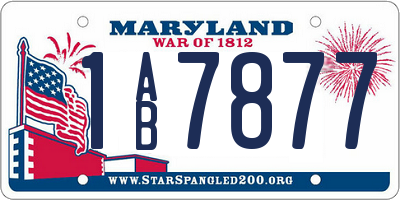 MD license plate 1AB7877