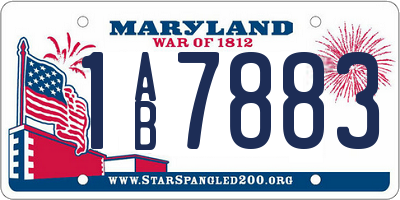 MD license plate 1AB7883