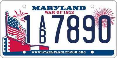 MD license plate 1AB7890