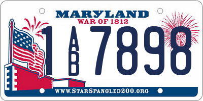 MD license plate 1AB7898