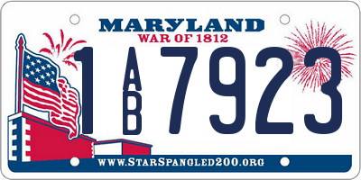 MD license plate 1AB7923
