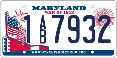 MD license plate 1AB7932