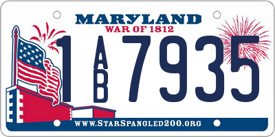 MD license plate 1AB7935