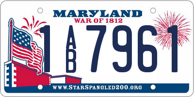 MD license plate 1AB7961