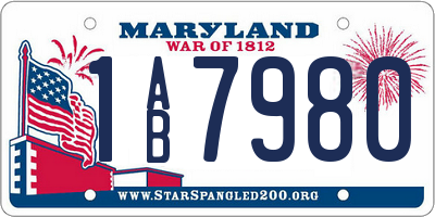 MD license plate 1AB7980