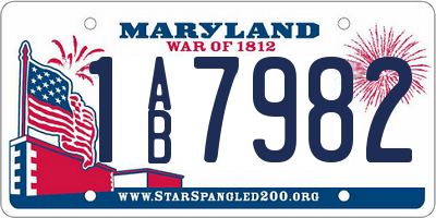 MD license plate 1AB7982