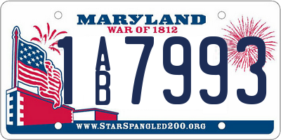 MD license plate 1AB7993