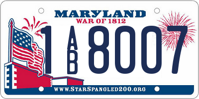 MD license plate 1AB8007