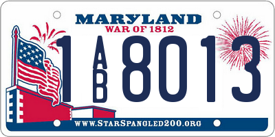 MD license plate 1AB8013