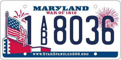 MD license plate 1AB8036