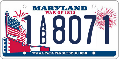 MD license plate 1AB8071
