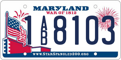 MD license plate 1AB8103