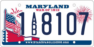 MD license plate 1AB8107