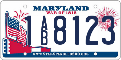 MD license plate 1AB8123